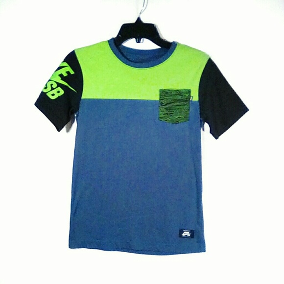 Nike Other - Nike SB - lime green blue pocket skateboard tee